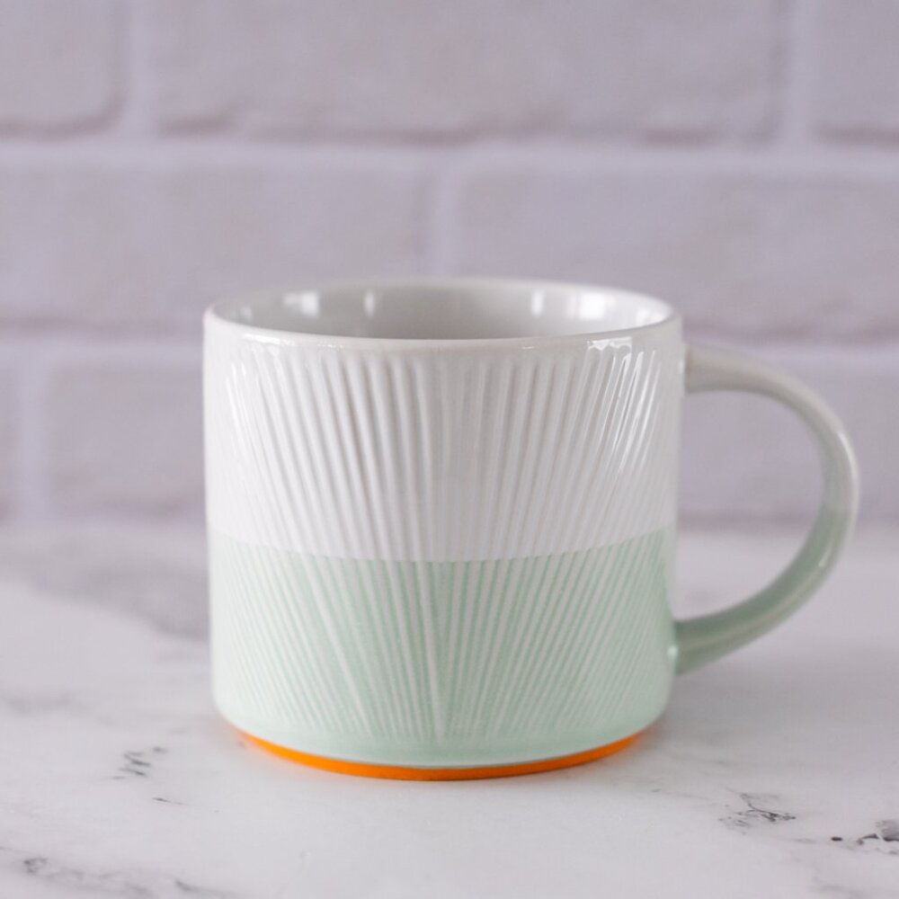 Starbucks Seaglass Mug | Textured, Green and White, Stacking, 2014, 14 fl oz